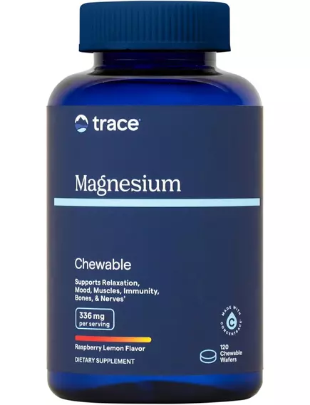 Trace Minerals Magnesium Chewable / Магній зі смаком малини та лимона 120 жувальних таблеток від магазину біодобавок nutrido.shop